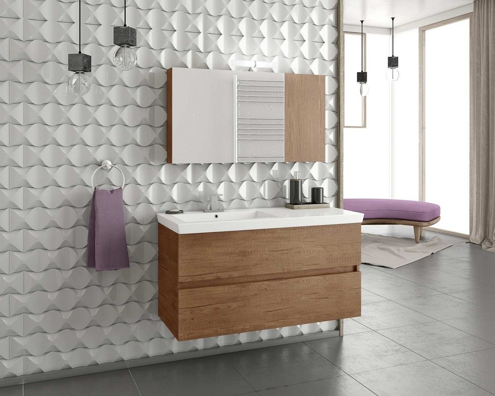 Møbelpakke Luxus 100 - Træfarvet med spejlskab Møbelpakke Luxus 100 - Træfarvet med spejlskab