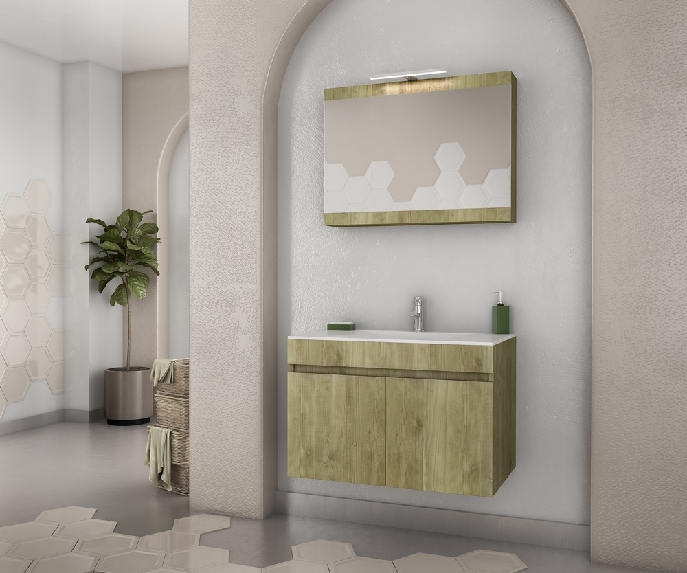 Badrumsmöbler Magnolia - Guldfärgad ek Badrumsmöbler Magnolia - Guldfärgad ek