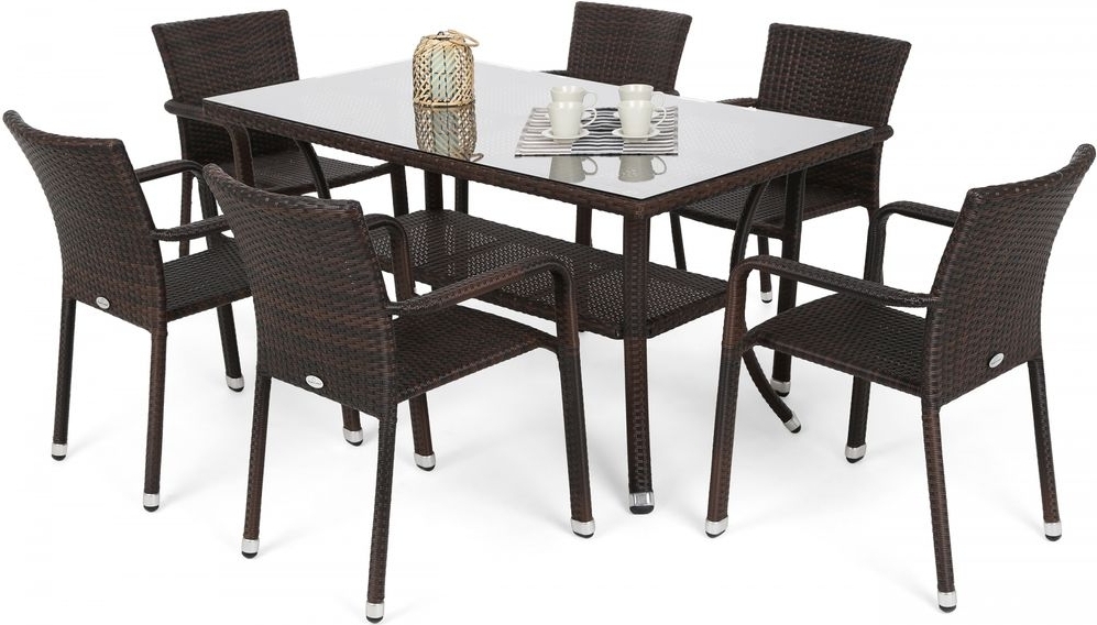 Matgrupp Sumba bord + 6 stolar - Brunmelerad Matgrupp Sumba bord + 6 stolar - Brunmelerad