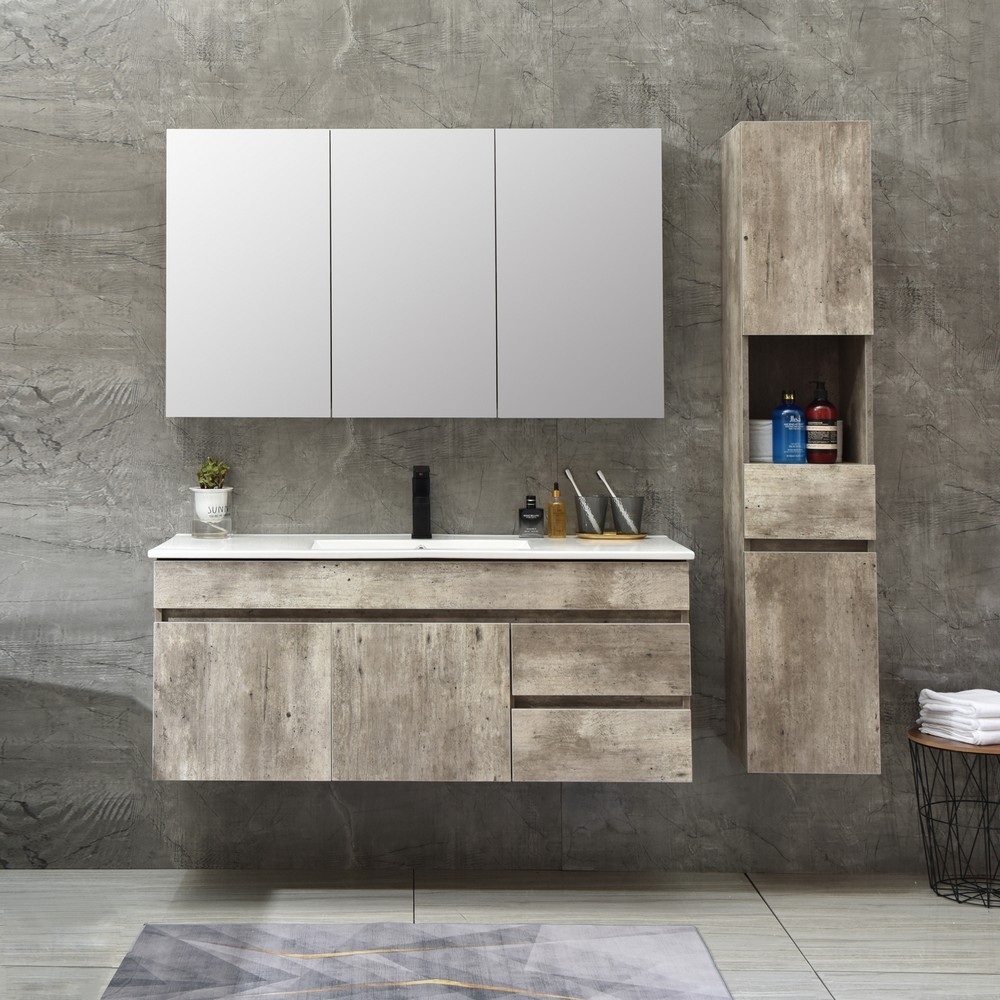 Badrumsm�bler Barcelona 120 cm - Betongimitation + 2.00 x Badrumskrok