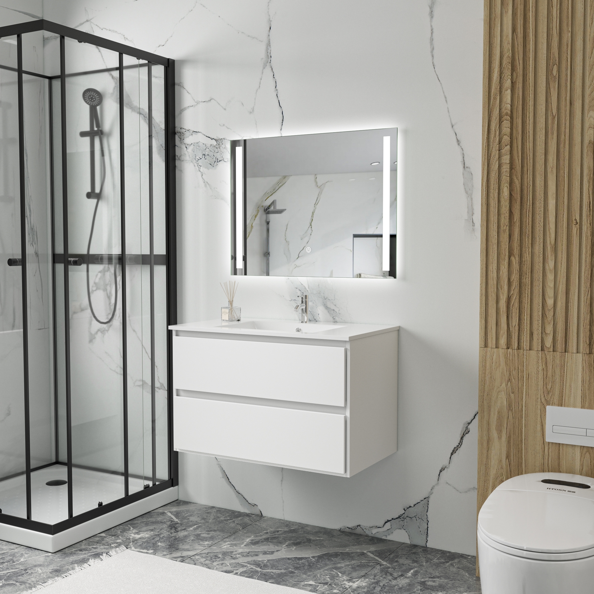 Badezimmermöbel Florence 80 cm - Weiß Badezimmermöbel Florence 80 cm - Weiß