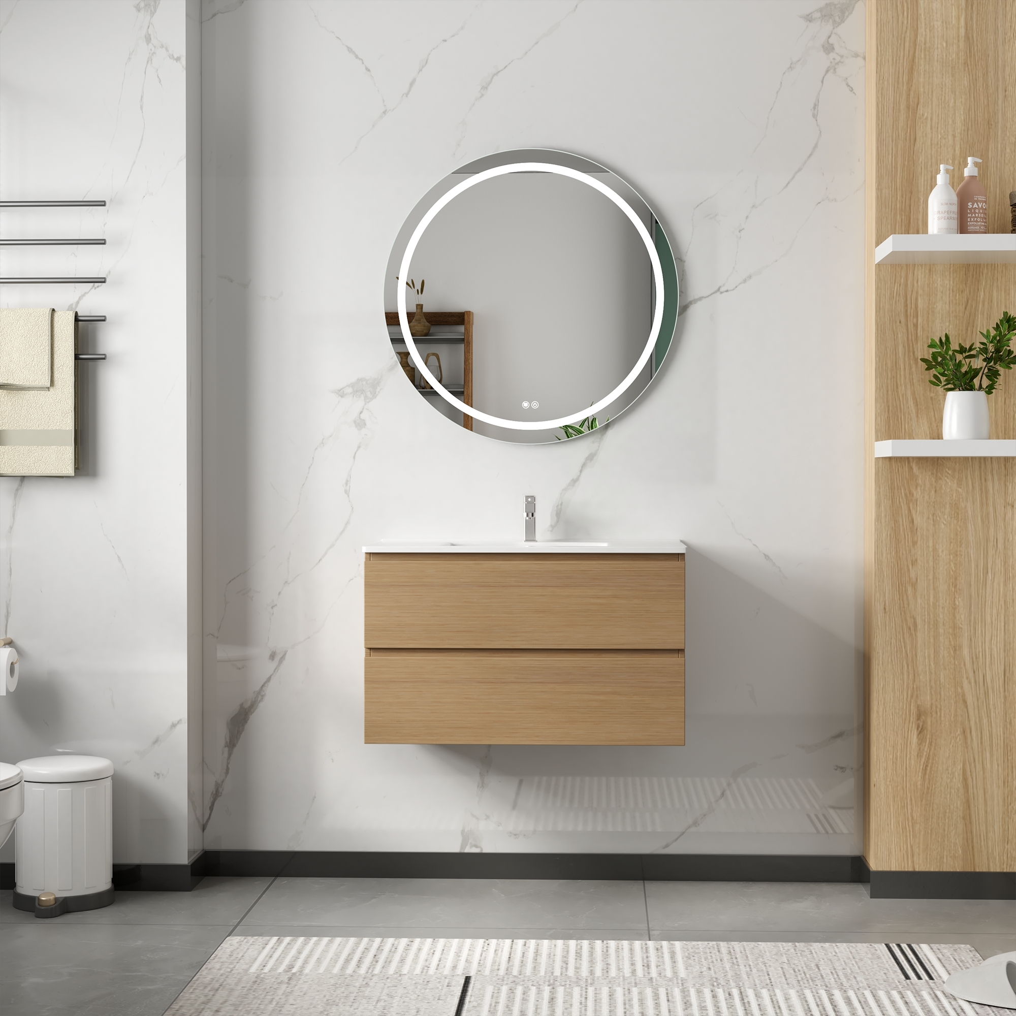 Badezimmermöbel Milan 80 cm - Helles Holz Badezimmermöbel Milan 80 cm - Helles Holz