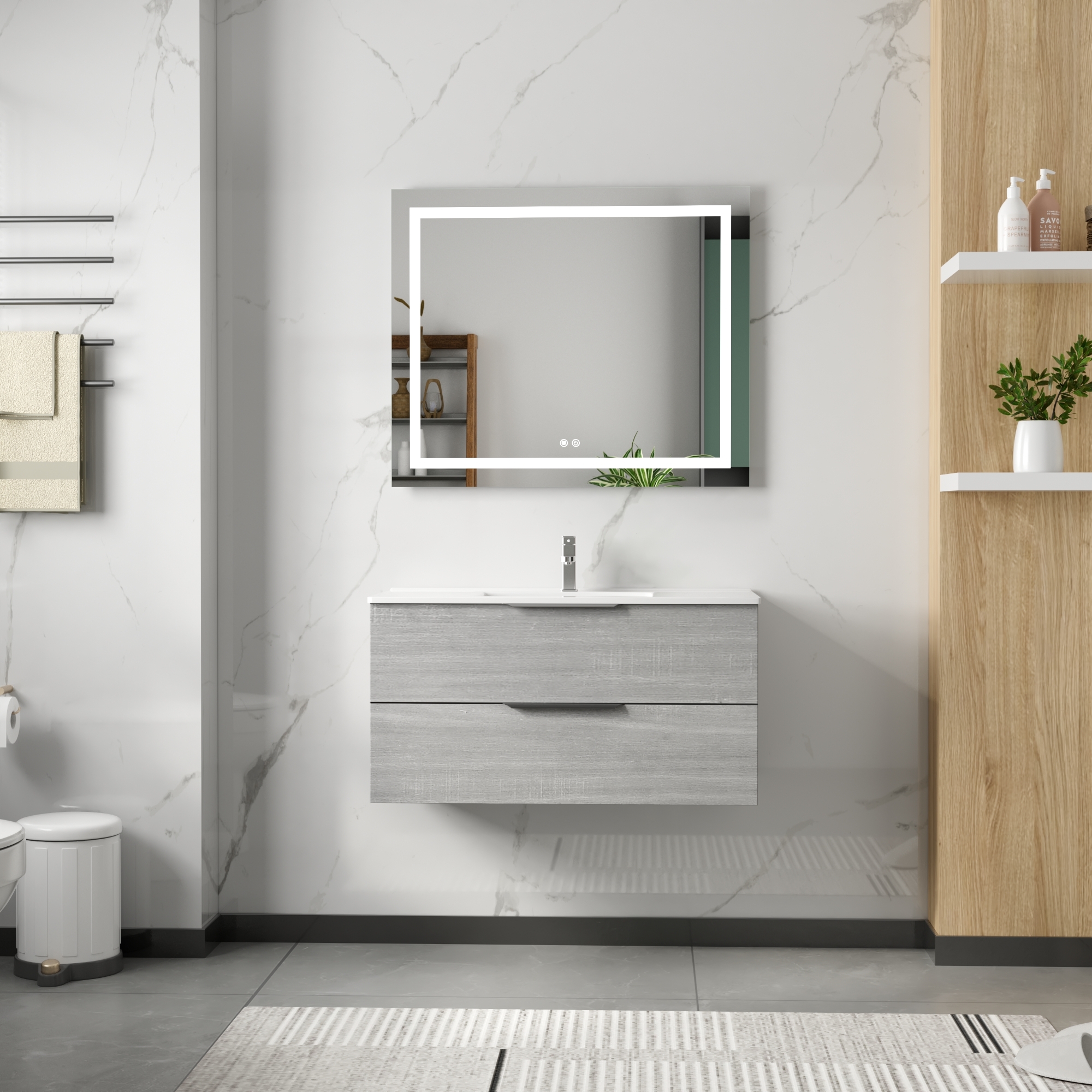 Badezimmermöbel London 80 cm - Betongrau Badezimmermöbel London 80 cm - Betongrau