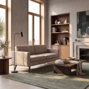 Stella Beige 3-personers sofa med sorte ben - Lige model, Mål 187x80x80 cm Stella Beige 3-personers sofa med sorte ben - Lige model, Mål 187x80x80 cm