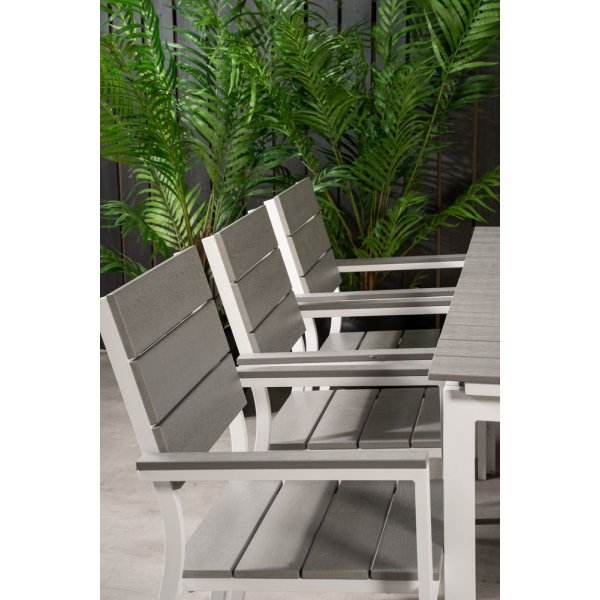 Pr�ssebo Matgrupp (160x100) - Vit/Gr� - 6 Stolar