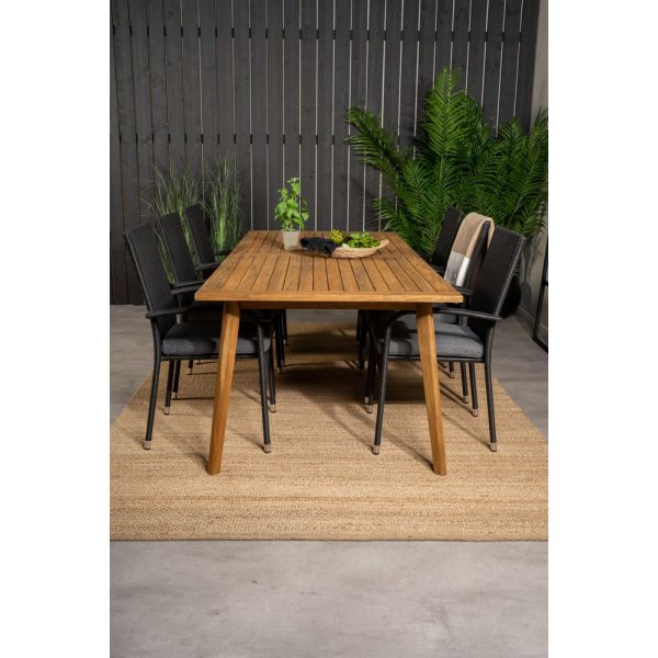 Charlottenberg Spisegruppe (220x100) - Sort/Natur - 6 Stole Charlottenberg Spisegruppe (220x100) - Sort/Natur - 6 Stole