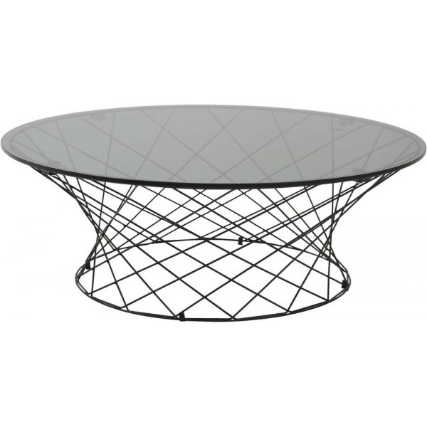 Soffbord Furuborg Ø100 cm - glas och svart stål Soffbord Furuborg Ø100 cm - glas och svart stål
