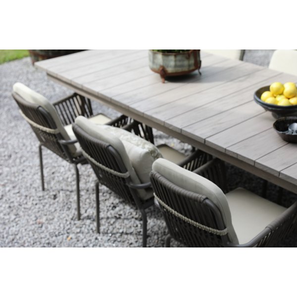 Matgrupp Salt� gr� teak: Bord 240 cm inklusive 6 st gr�a Lincoln karmstolar