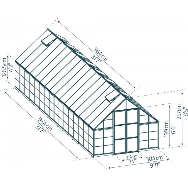 Canopia Balance Polycarbonat Drivhus 28,7 m² - Sølv Canopia Balance Polycarbonat Drivhus 28,7 m² - Sølv