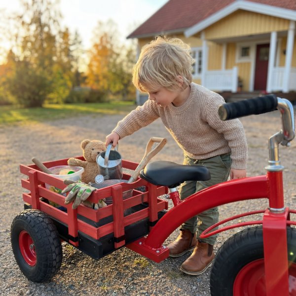 Trehjuling f�r Barn med Sl�p | Luftgummihjul | Justerbart Styre | 3�6 �r