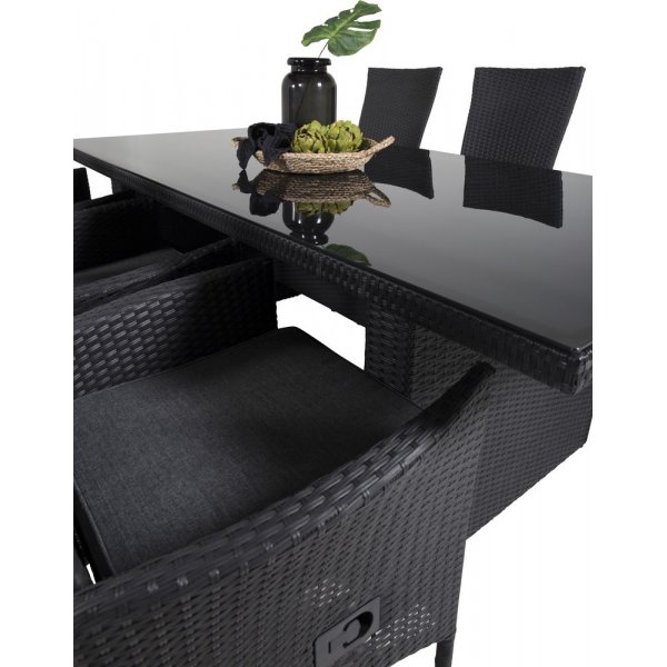 Jrnsta Matgrupp (200x100) - Svart - 6 Stolar