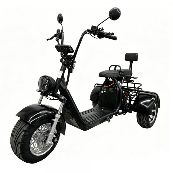 Elscooter Trehjuling 2000W Svart - Elmoped Klass 1 + Låskätting Elscooter Trehjuling 2000W Svart - Elmoped Klass 1 + Låskätting