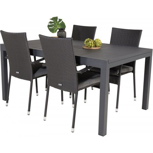 Holma Matgrupp (160x100) - Svart - 4 Stolar