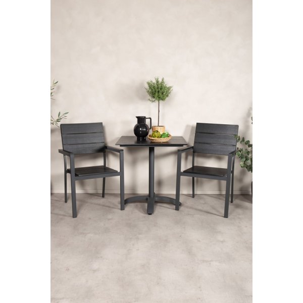 Garnviken Matgrupp (70x70) - Svart - 2 Stolar