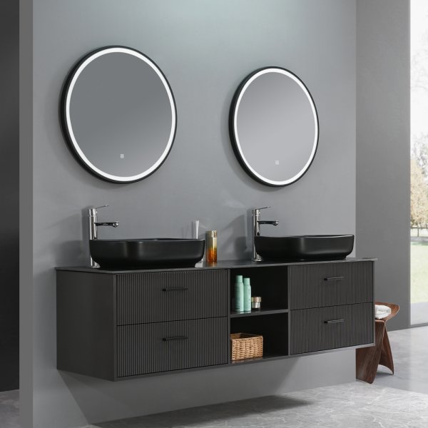 Badeværelsesmøbler Luxern - Mørkt træ | 180 cm + Toiletpapirholder Badeværelsesmøbler Luxern - Mørkt træ | 180 cm + Toiletpapirholder