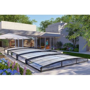 Pooltak 5x10 svart polykarbonat utan skenor Pooltak 5x10 svart polykarbonat utan skenor