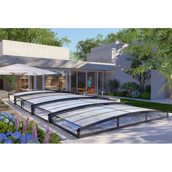 Pooldach aus schwarzem Polycarbonat, 1099 x 526 x 105 cm