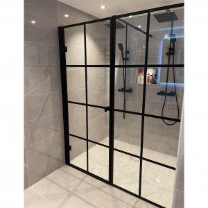 Duschv&auml;gg 180x200cm | Svart spr&ouml;js | Stilren design