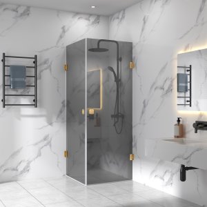 Brusehjørne 90x90x210cm | Sortfarvet sikkerhedsglas | Viola - Sort Brusehjørne 90x90x210cm | Sortfarvet sikkerhedsglas | Viola - Sort