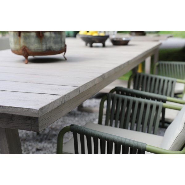 Matgrupp Salt gr teak: Bord 240 cm inklusive 6 st grna Lincoln karmstolar