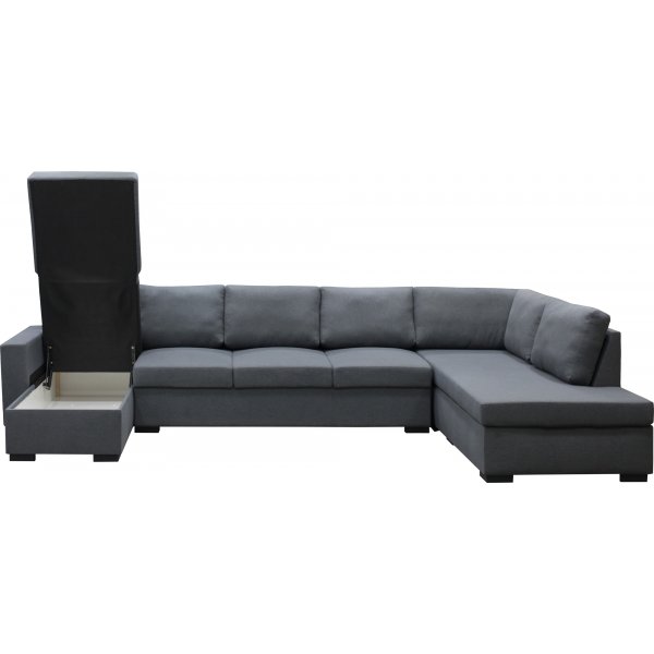 U-soffa Solna v�ndbar - 367 cm - m�rkgr�