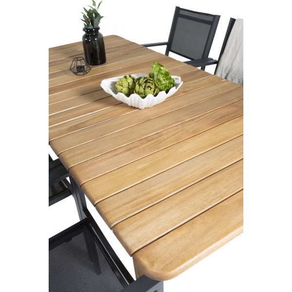 Malmby Matgrupp (180x90) - Svart/Natur - 6 Stolar