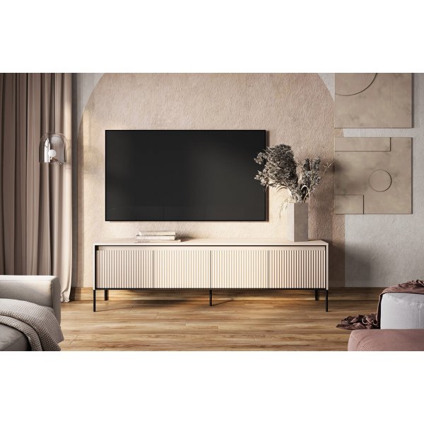 TV-b�nk med LED - Beige/svart