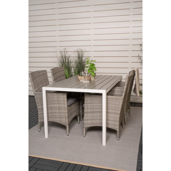 Ervalla Matgrupp (150x90) - Gr/Vit - 4 Stolar