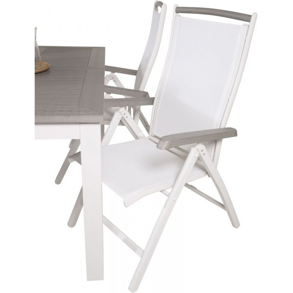 Ekens Matgrupp (160x90) - Vit/Gr - 4 Stolar