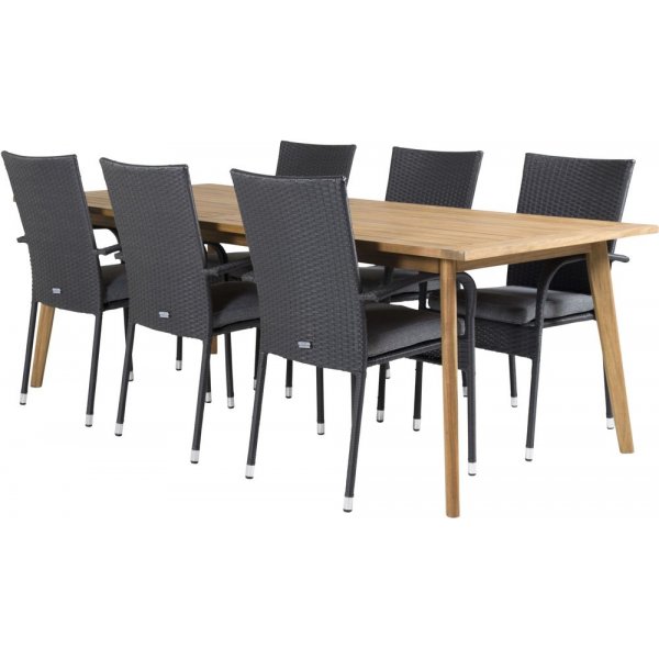 Charlottenberg Spisegruppe (220x100) - Sort/Natur - 6 Stole Charlottenberg Spisegruppe (220x100) - Sort/Natur - 6 Stole