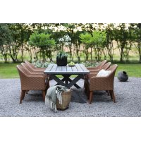 Oxford udendørsgruppe, gråt bord 220 cm inkl. 6 valetta naturfarvede spisestuestole Oxford udendørsgruppe, gråt bord 220 cm inkl. 6 valetta naturfarvede spisestuestole