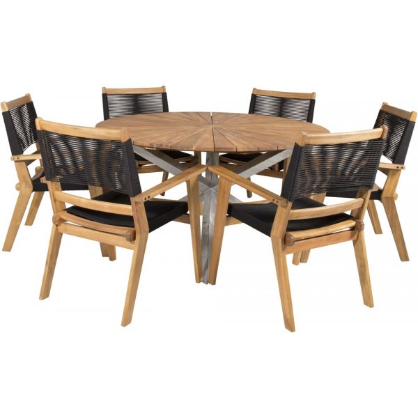 Salstad Matgrupp (140) - Natur/Silver - 6 Stolar