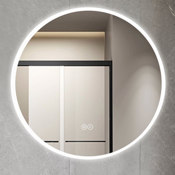 Rund badrumsspegel 120 cm med LED-belysning, anti-fog & touch-styrning