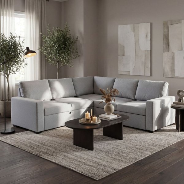 H�rnsoffa Belissa med b�ddfunktion och f�rvaring - 235x235 cm - m�rkgr�