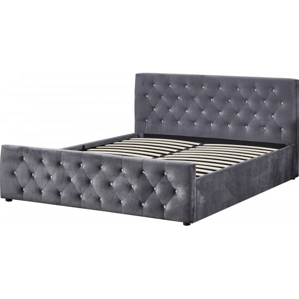 S�ngram med f�rvaring 160 x 200 cm - Gr� sammet - Dubai