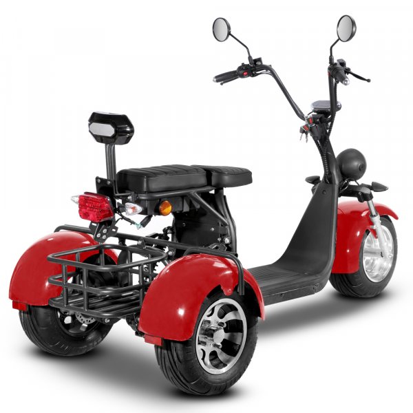 Trehjulet Elscooter - Rød 2000W + Låse kæde Trehjulet Elscooter - Rød 2000W + Låse kæde