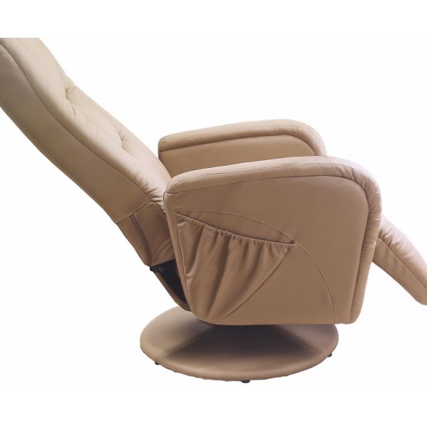 F�t�lj recliner st�llbar i beige PU