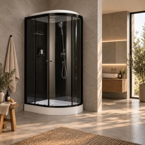 Duschkabin 120x80x215 cm Svart/Vit - Artemis