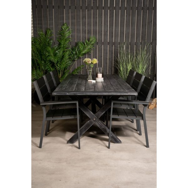 Ramsj� Spisegruppe (200x100) - Sort - 6 Stole