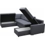 U-soffa b�ddsoffa Dream med f�rvaring - 299 cm - m�rkgr�