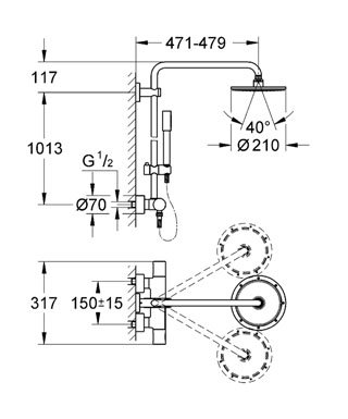 Grohe Duschsystem till v�ggmontage Rainshower