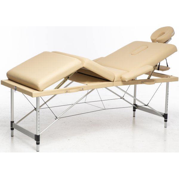 Massagebnk med metallben - 4 zoner - Beige