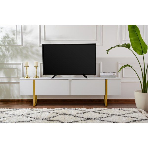Serenity TV-b�nk 180 cm - Vit/guld