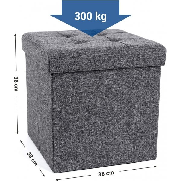 Idris sittpuff med f�rvaring - M�rkgr�