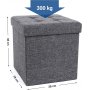 Idris sittpuff med f�rvaring - M�rkgr�