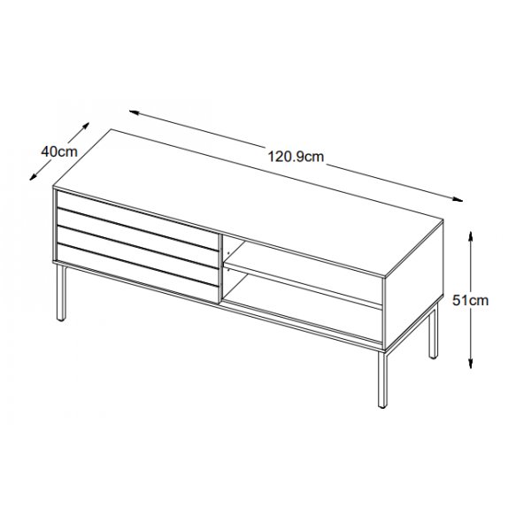 Inez tv-b�nk i brunoljad ek - Bredd 120 cm