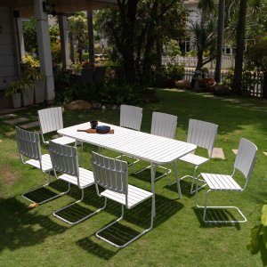matgrupp utomhus 8 stolar 180x80 cm vit - holmsund + textilimpregnering för utemöbler