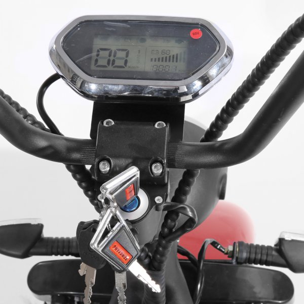 Trehjulet Elscooter - Rød 2000W + Låse kæde Trehjulet Elscooter - Rød 2000W + Låse kæde