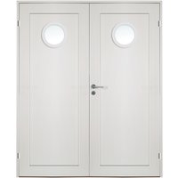 Dobbelt indvendig dør Öland - 1-spejl - Rundt matteret glas - Massiv Dobbelt indvendig dør Öland - 1-spejl - Rundt matteret glas - Massiv