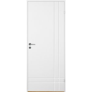 Innerdörr Bornholm - Kompakt dörrblad med linjefräst dekor A1 + Handtagskit - Matt
